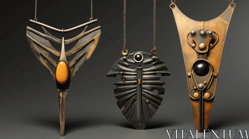 AI ART Exquisite Handcrafted Pendants with Symbolic Meaning | Industrial Angles and Golden Age Aesthetics