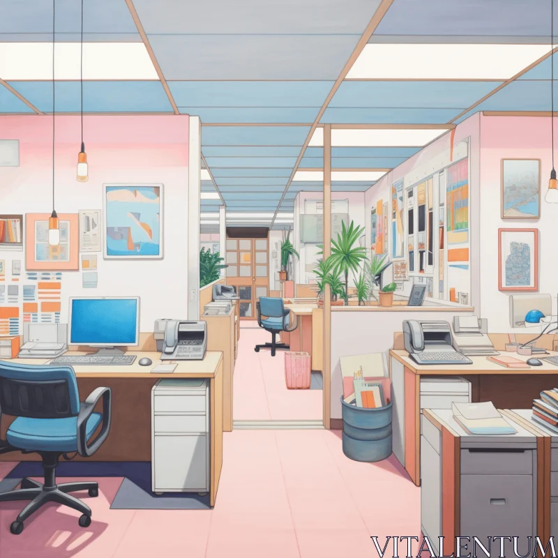 Enchanting Chaos: A Dreamy Depiction of an Office Space AI Image