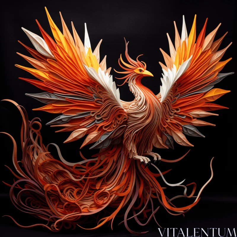 Captivating Hand-Painted Phoenix in Striking Digital Surrealism AI Image