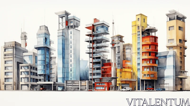 Captivating Urban Space Design - Colorful Watercolor Illustration AI Image