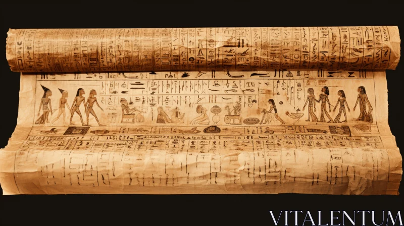Ancient Egyptian Artwork: A Captivating Scroll with a Book of the Dead AI Image