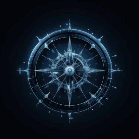 Blue Ship Compass: Detailed Science Fiction Illustration