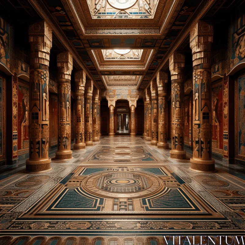 Ancient Egyptian Temple: Psychedelic Art Nouveau with Hyperrealistic Details AI Image