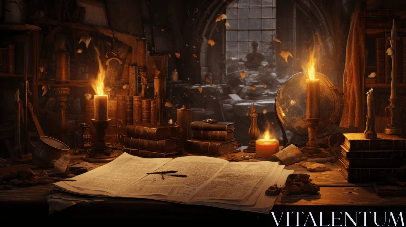 Captivating Artwork: Old Book in Unreal Engine Style | Witchy Academia AI Image