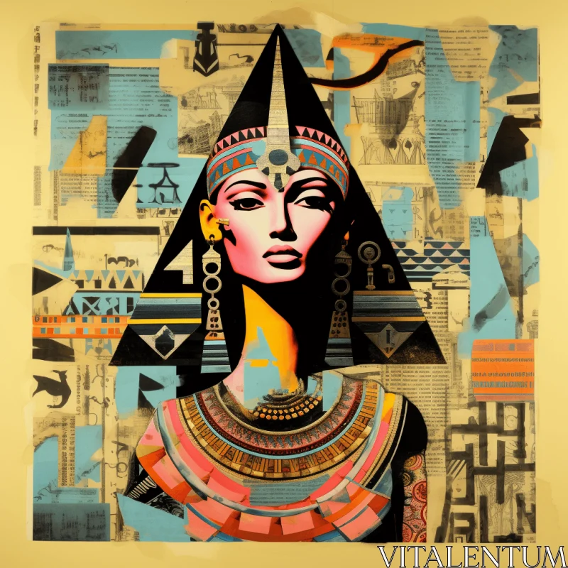 Enigmatic Egyptian Woman: Captivating Urban Art Poster AI Image