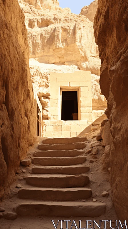 AI ART Ancient Egypt-Inspired Open Doorway in a Small Cave