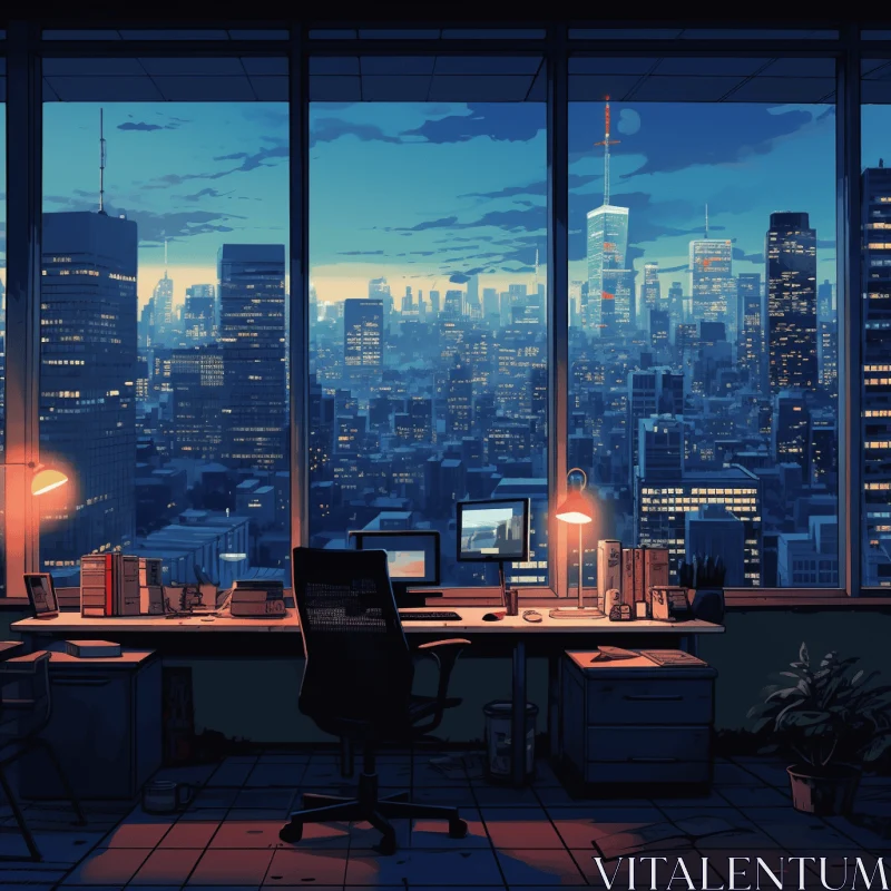 Serene Anime-Inspired Cityscape with Windows | Studyplace AI Image