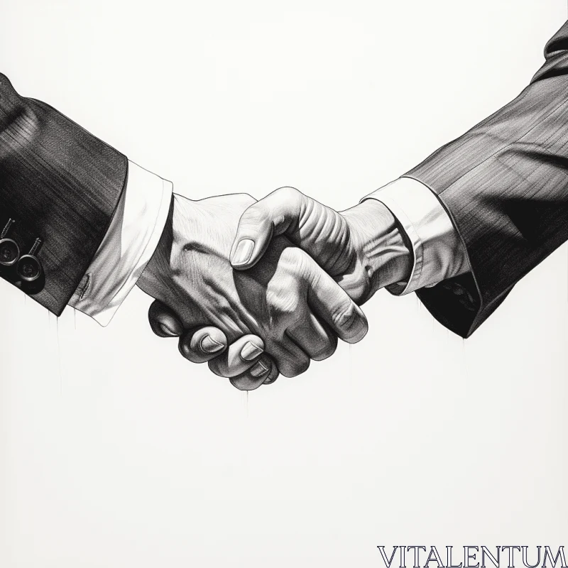 Captivating Black & White Drawing of a Business Deal AI Image
