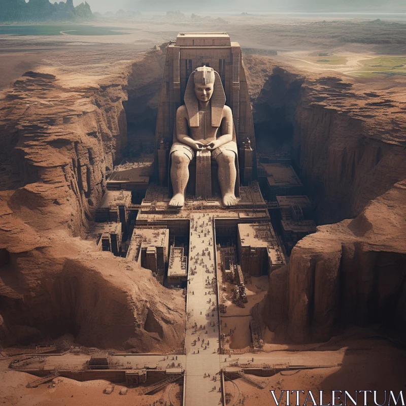 Enigmatic Ancient Egyptian Creature Statue in Desert | Grandiose Architecture AI Image