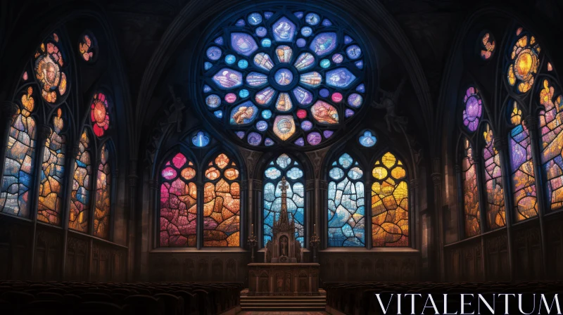 Captivating Stained Glass Window in a Church | Moody Tonalism Art AI Image
