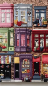 Colorful Brick Building Painting | Whimsical Cityscape Art