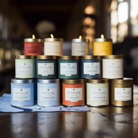 Captivating Wax Candle Tins: A Masterpiece of Precisionist Lines and Chromatic Harmony