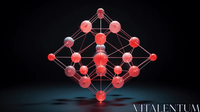 Captivating 3D Crystal Cubism Image of Red Circles | Symmetrical Balance AI Image