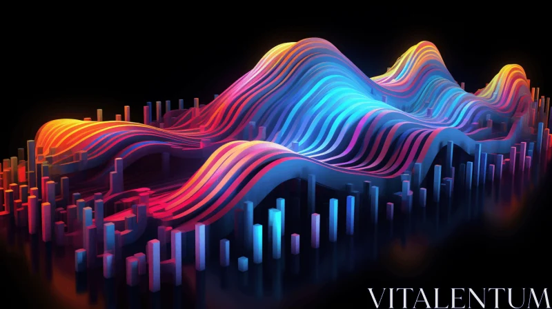 Luminous Wave of Light with Colored Spectrum | Abstract 3D Art AI Image