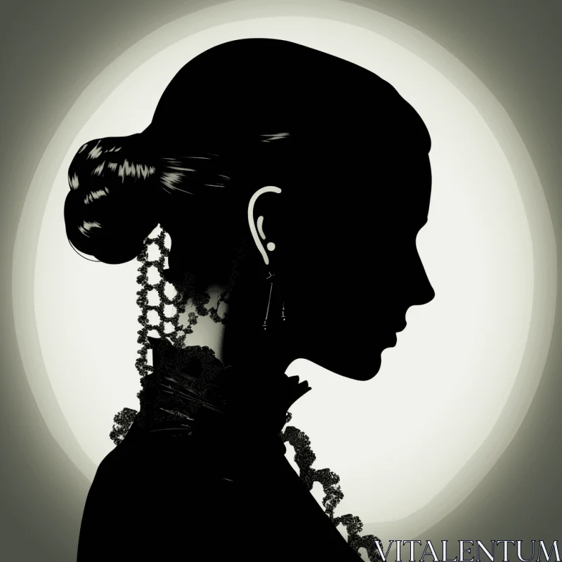 AI ART Captivating Silhouette Portrait with Pearls | Sci-Fi Noir and Chinese Tradition