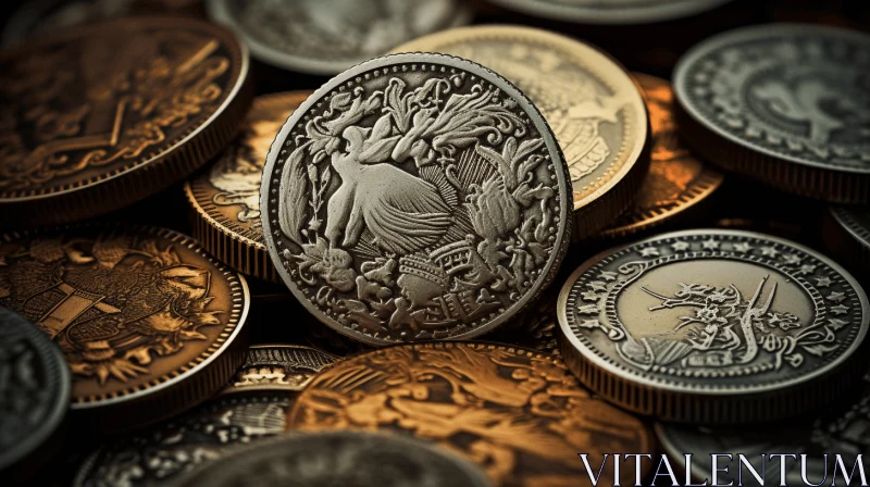 Intricate Engraved Coins: Realistic Anamorphic Art | Whimsical Folk-Inspired AI Image