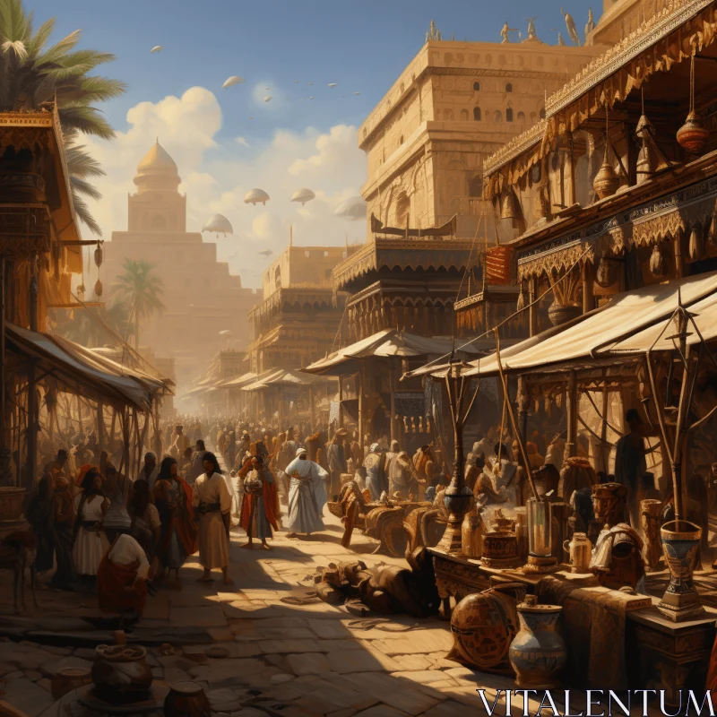 Ancient Egyptian Marketplace - Highly Detailed Brown and Amber Style AI Image