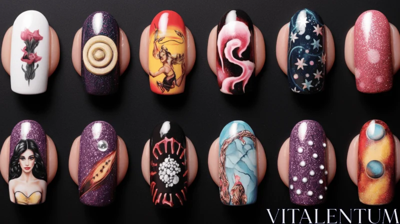 AI ART Captivating Nail Art: Otherworldly Illustrations and Realistic Forms