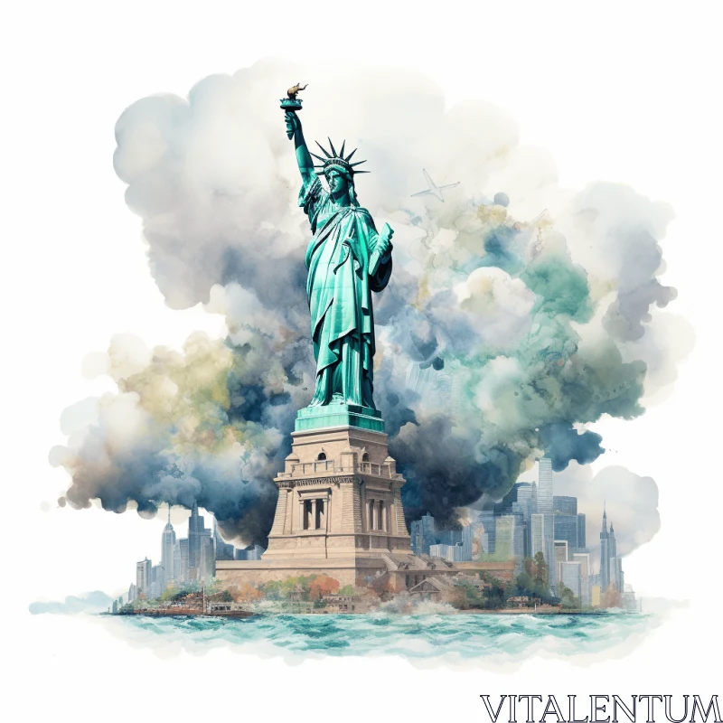 Captivating Statue of Liberty Illustration with Dreamlike Style AI Image