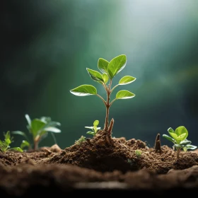 Captivating Green Plant Growing Out of Dirt - Vibrant Stage Backdrops