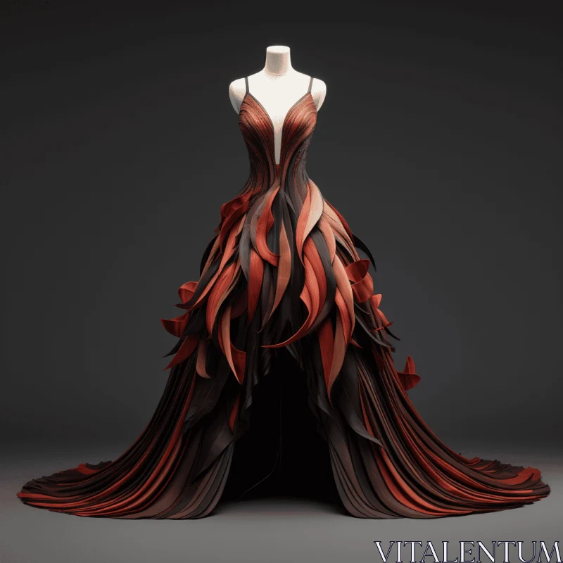 Fiery Flames Dress - Nature-Inspired 3D Concept Art AI Image