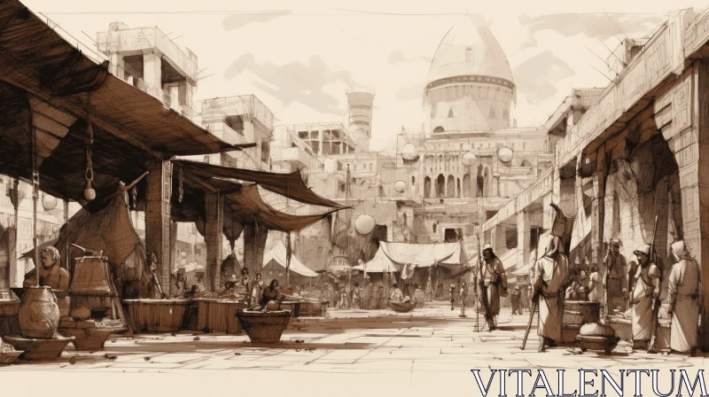AI ART Mesmerizing Fantasy Street Sketch | Ottoman Art Style | David Ipw