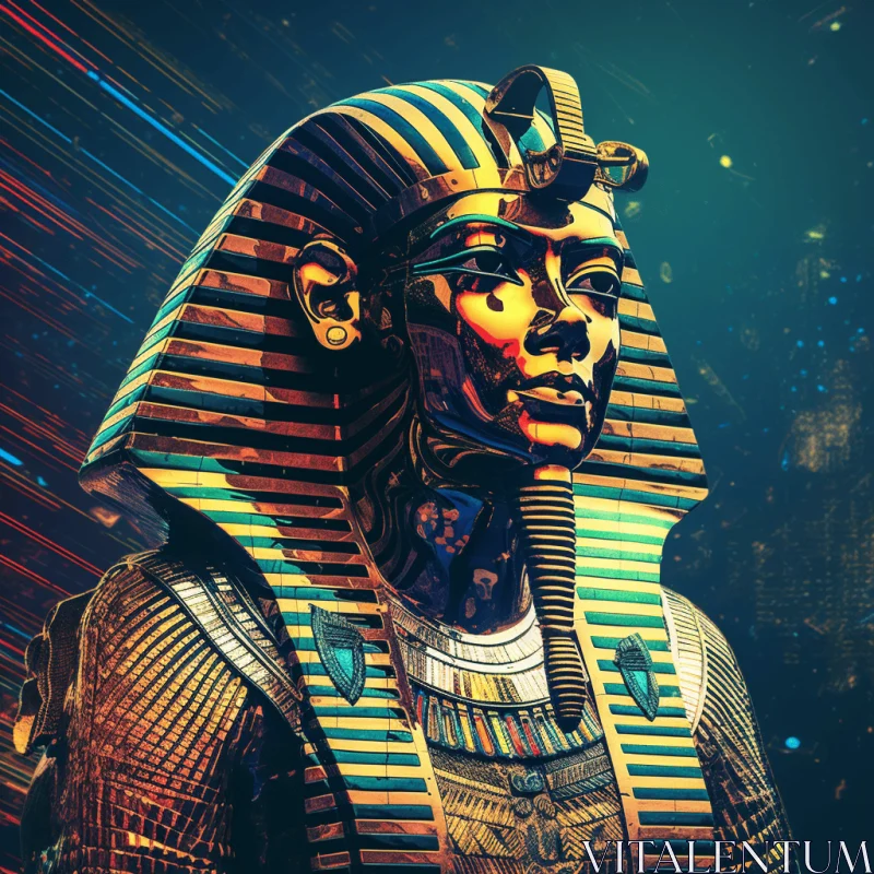 Retro-Futuristic Cyberpunk Egyptian Pharaoh: A Captivating Artwork AI Image