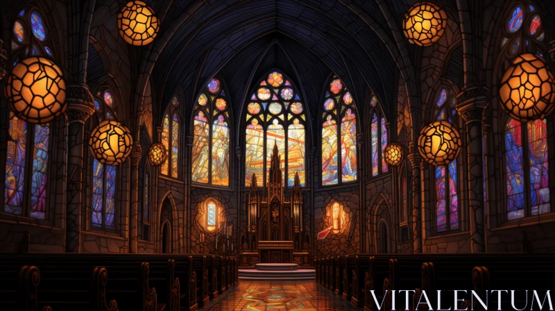 Glorious Stained Glass Chapel: Realistic and Nostalgic Art AI Image