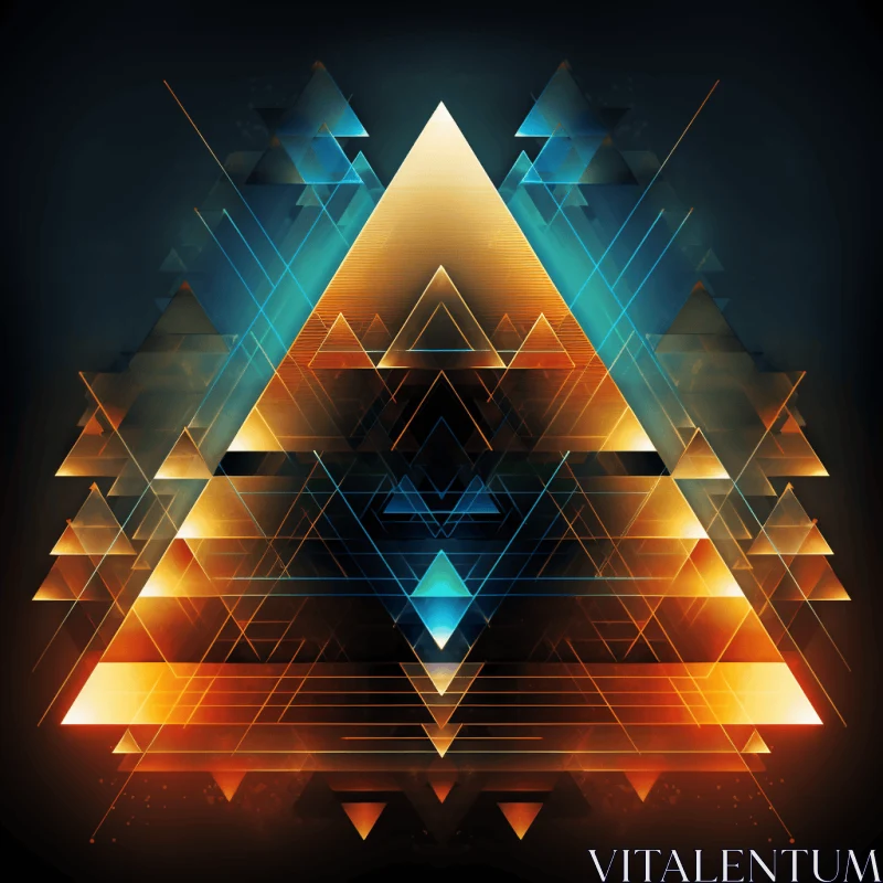 Trippy Abstract Art: Geometric Triangle with Colored Triangles AI Image