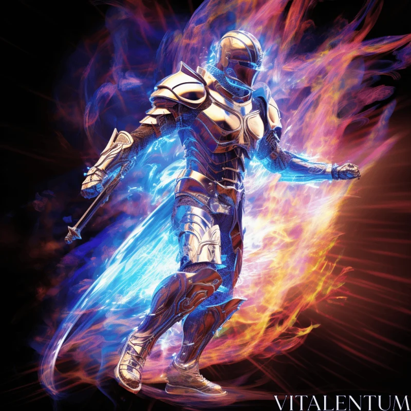 Futuristic Fire Knight - Realistic Hyper-Detailed Rendering AI Image