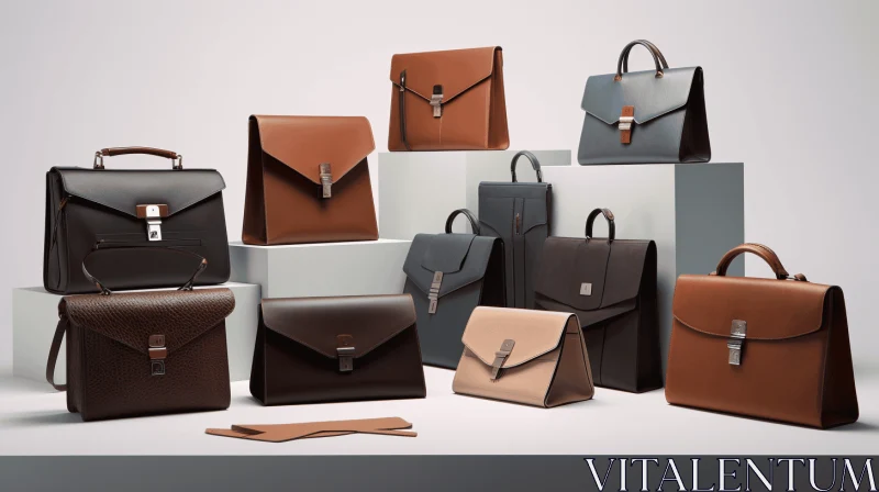 Luxurious Leather Bags in a High-Keyed Palette - Elegant and Masculine AI Image