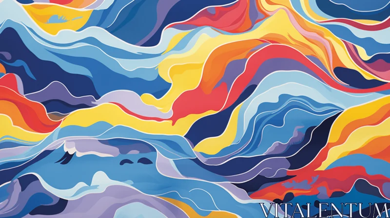 AI ART Colorful Waves: Abstract Watercolor Painting | Bold Graphic Illustrations