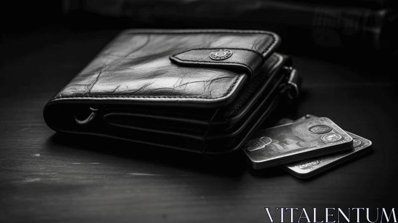 Black and White Leather Wallet with Change | Everyday Life Image AI Image