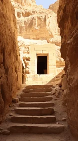 Ancient Egypt-Inspired Open Doorway in a Small Cave
