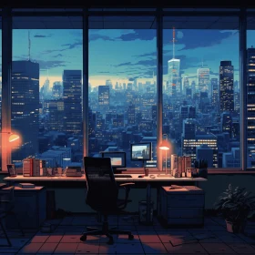 Serene Anime-Inspired Cityscape with Windows | Studyplace