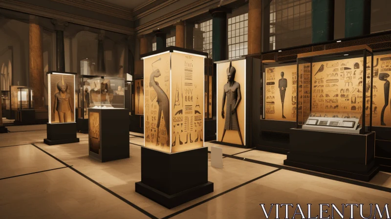 Captivating Egyptian Museum: Ambient Occlusion, Vintage Imagery AI Image