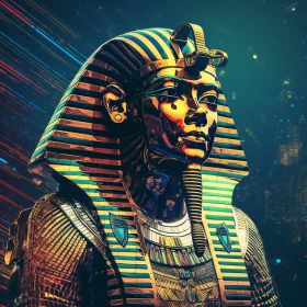 Retro-Futuristic Cyberpunk Egyptian Pharaoh: A Captivating Artwork