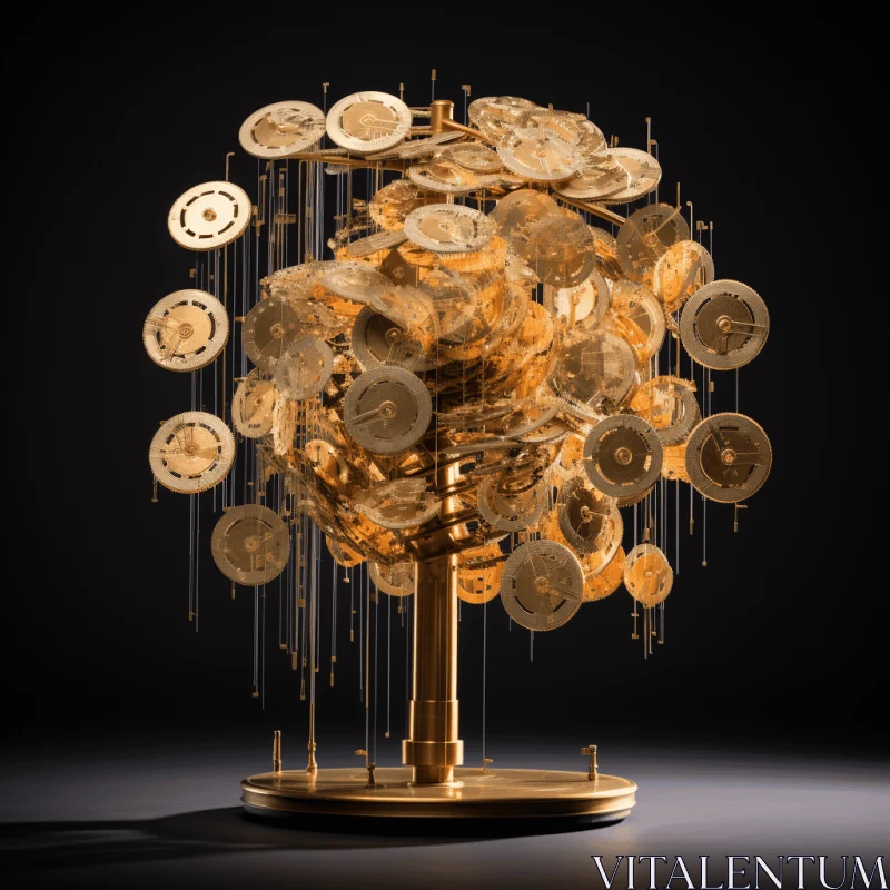 Gilded Tree of Wealth: A Captivating Still Life with Gold Coins AI Image