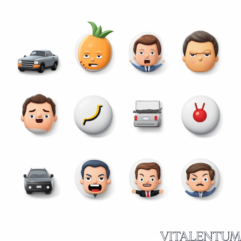 Captivating Office Emoji Set with Candid Shots of Famous Figures AI Image