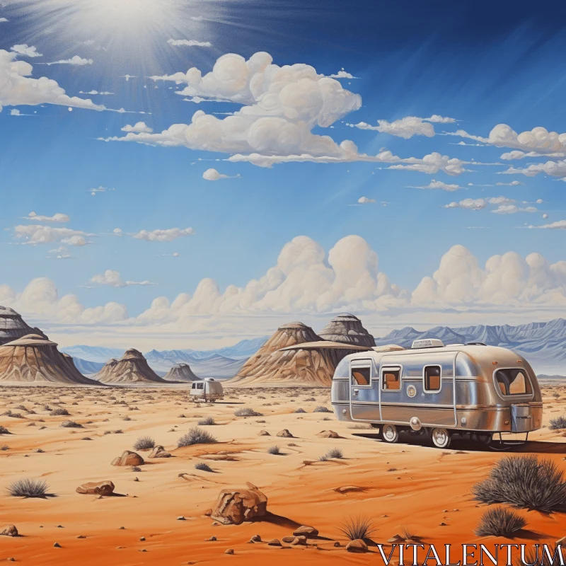 Travel Trailer Artwork: Isolated Desert Terrain in Stunning Detail AI Image