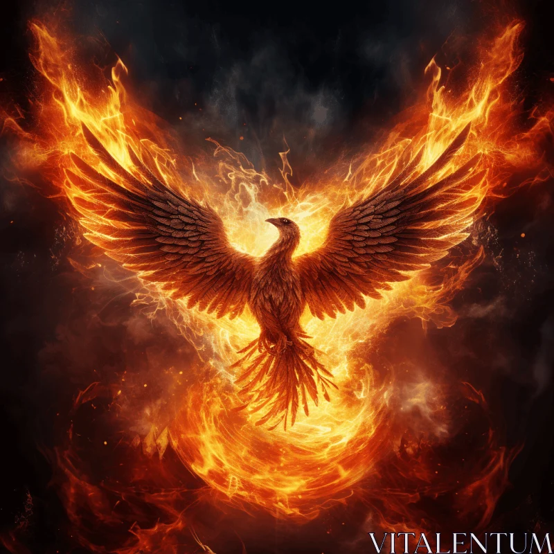 Fiery Phoenix Bird Art: Captivating Illustration with Political Symbolism AI Image