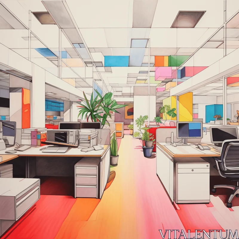 Captivating Office Space Painting | Vibrant Artwork AI Image