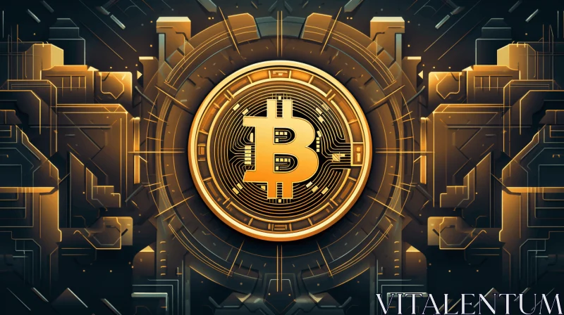Bitcoin Symbol in Retro-Futuristic Cyberpunk Style | Bold Graphic Illustration AI Image