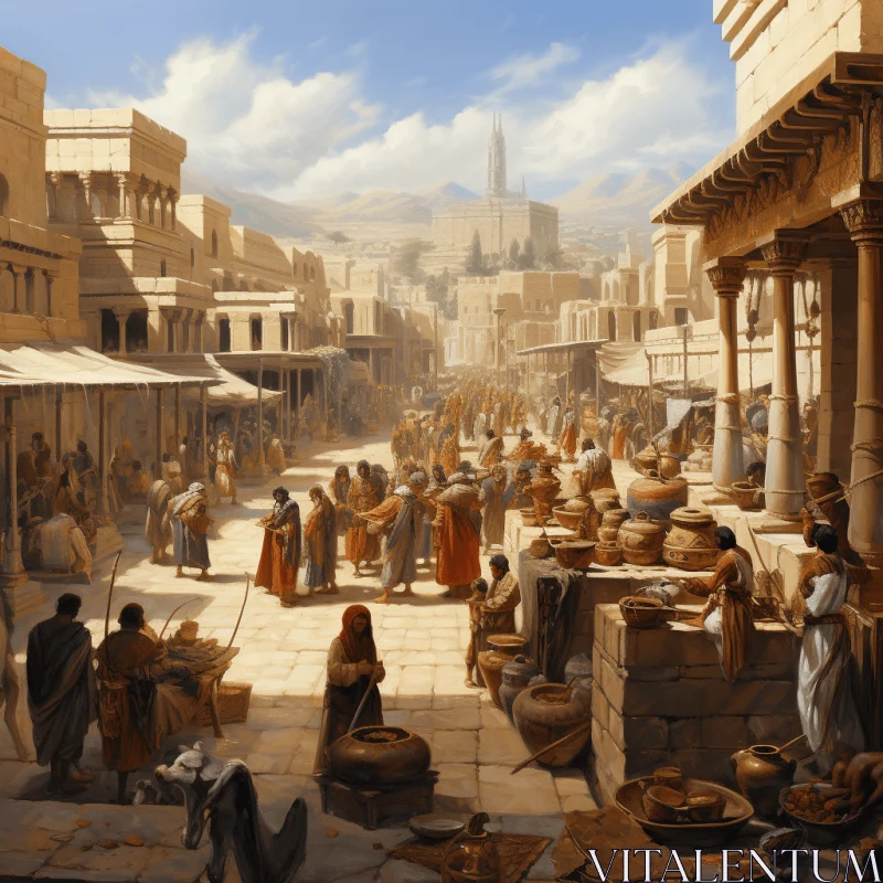 Captivating Medieval Marketplace: A Vibrant Cityscape AI Image