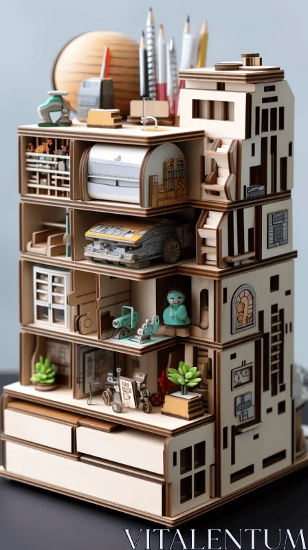 Homemaker Cardboard House Collection: Retro Charm and Organized Chaos AI Image