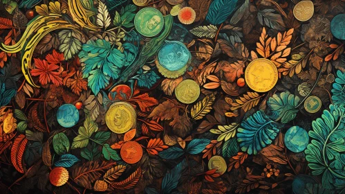 Colorful Painting of Branches and Leaves | Money Themed Art