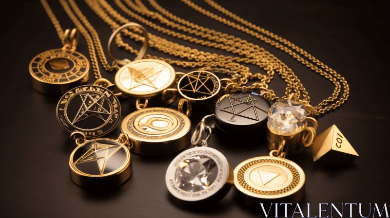 AI ART Ancient Pentacles Necklaces Collection: A Captivating Display of Symbolism