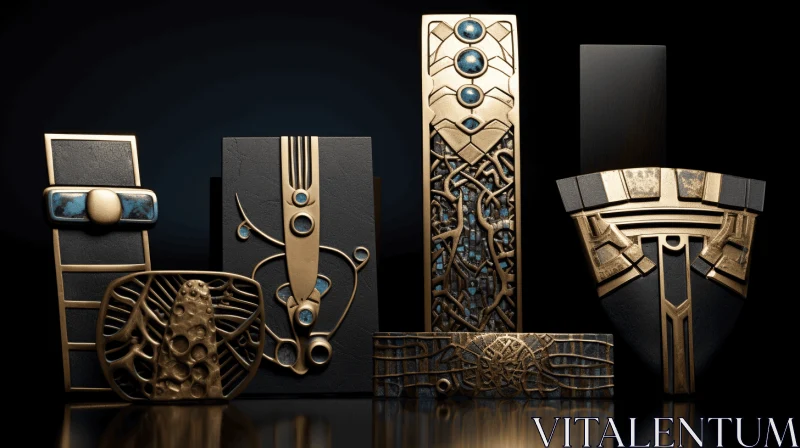 Bronze Pendant Ornaments for Jewelry in Art Deco Style AI Image