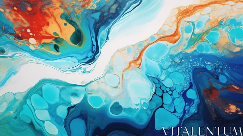 Captivating Abstract Painting with Blue and Orange Swirls AI Image