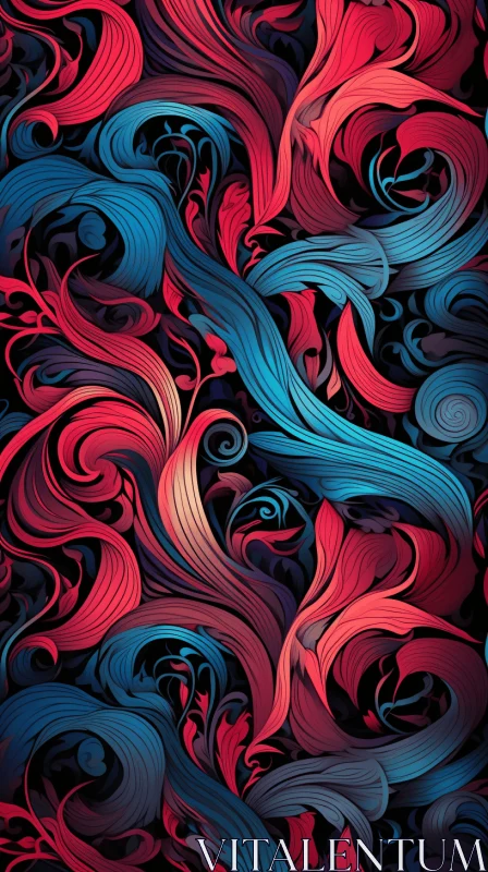 Colorful Swirls Wallpaper - Abstract Design with Red, Blue, and Black AI Image
